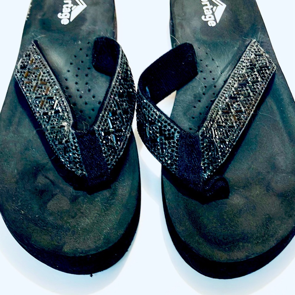 Black Rhinestone Protege Flip Flops - Picture 3 of 5